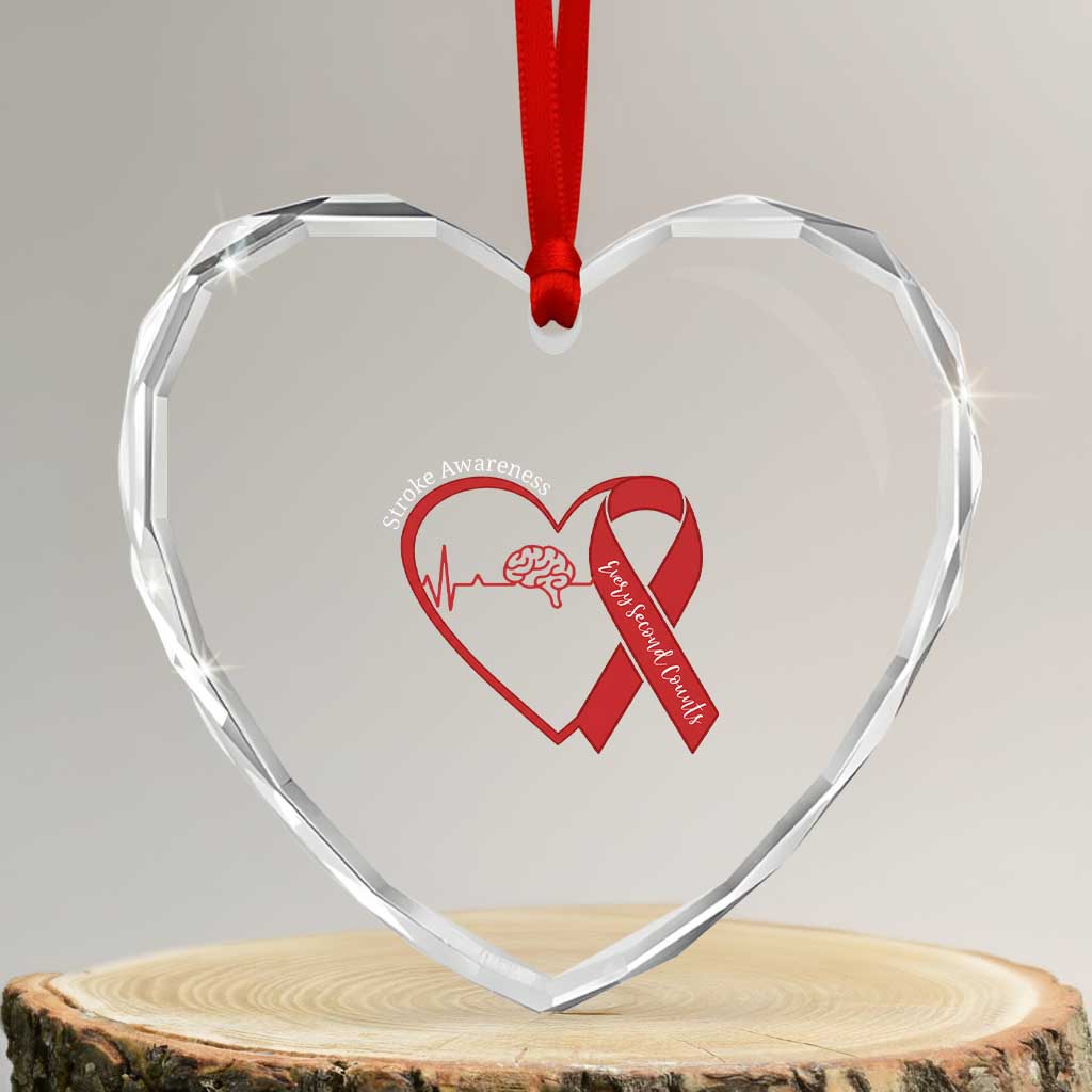 Stroke Awareness Heart Crystal Glass Ornament Stroke Survivor Warrior Brain Attack