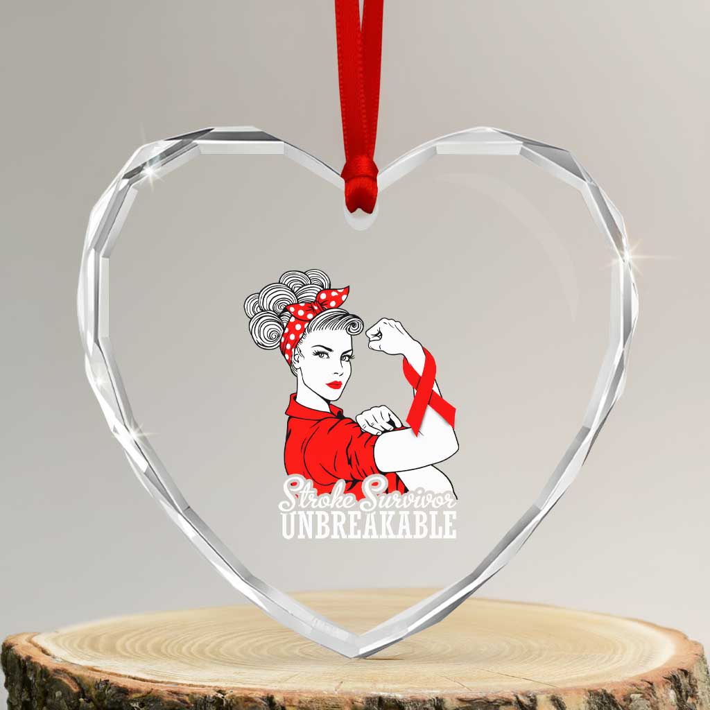 Stroke Survivor Unbreakable Heart Crystal Glass Ornament Stroke Awareness Gift