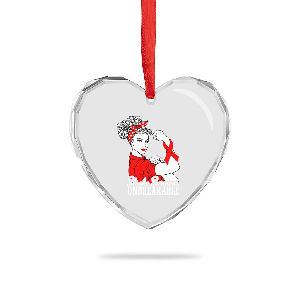 Stroke Survivor Unbreakable Heart Crystal Glass Ornament Stroke Awareness Gift