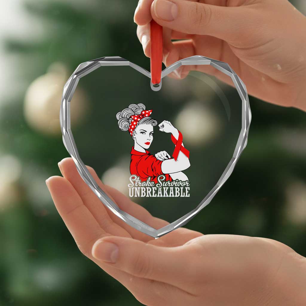 Stroke Survivor Unbreakable Heart Crystal Glass Ornament Stroke Awareness Gift