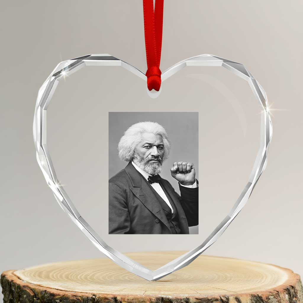 Strong Black History Leader Heart Crystal Glass Ornament Frederick Douglass Empowerment - Wonder Print Shop