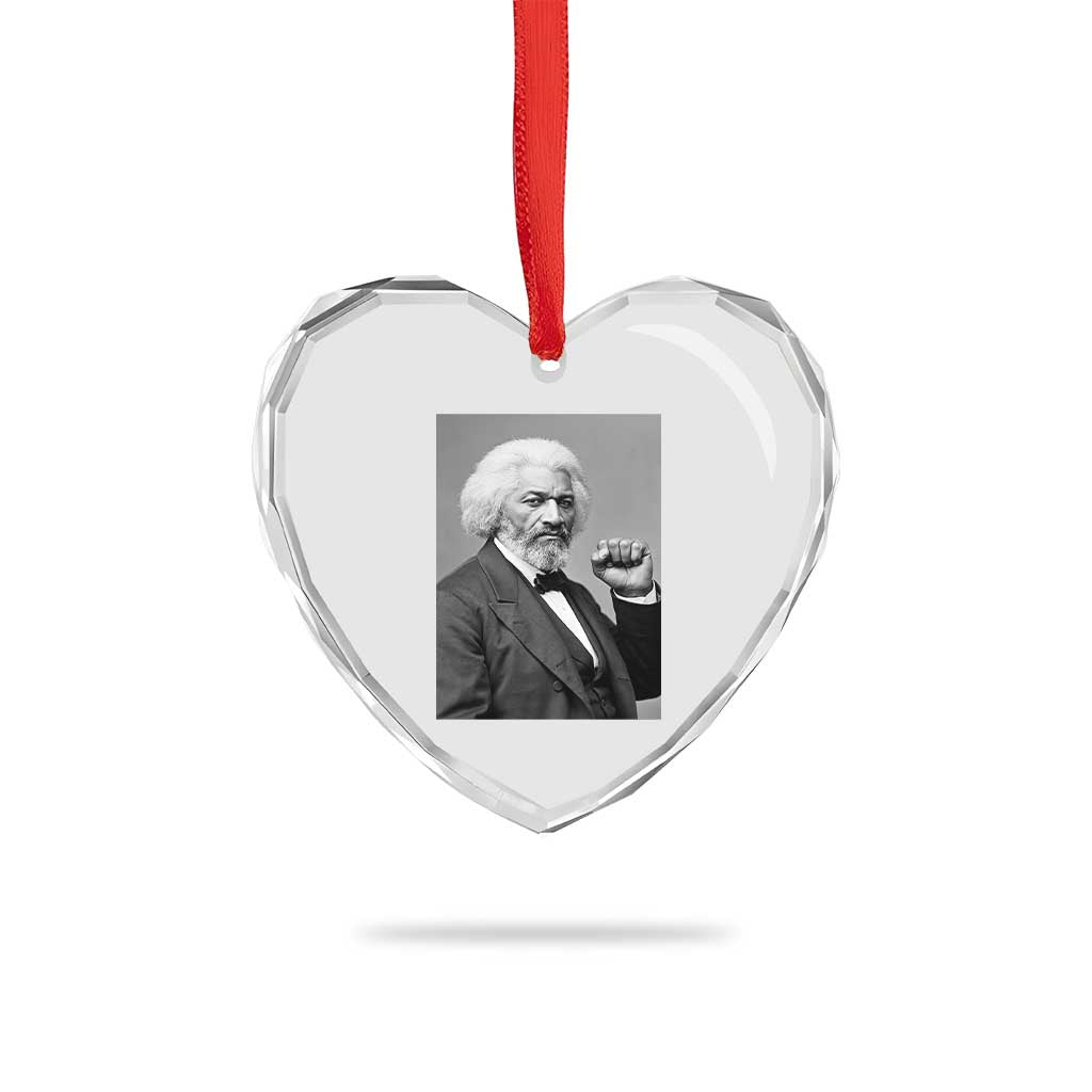 Strong Black History Leader Heart Crystal Glass Ornament Frederick Douglass Empowerment - Wonder Print Shop