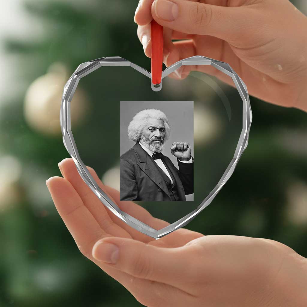 Strong Black History Leader Heart Crystal Glass Ornament Frederick Douglass Empowerment - Wonder Print Shop