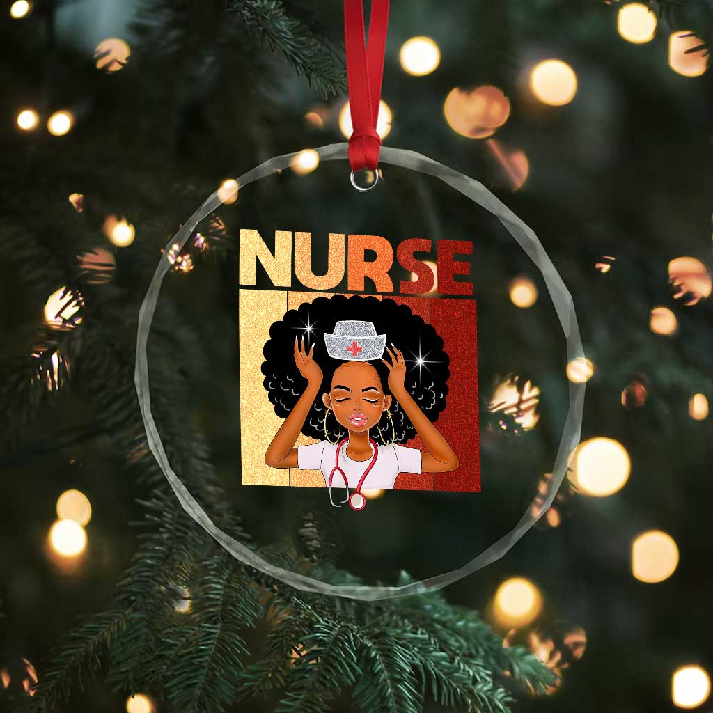 Strong Black Nurse Crystal Glass Ornament Black History Medical Professional Gift - Wonder Print Shop