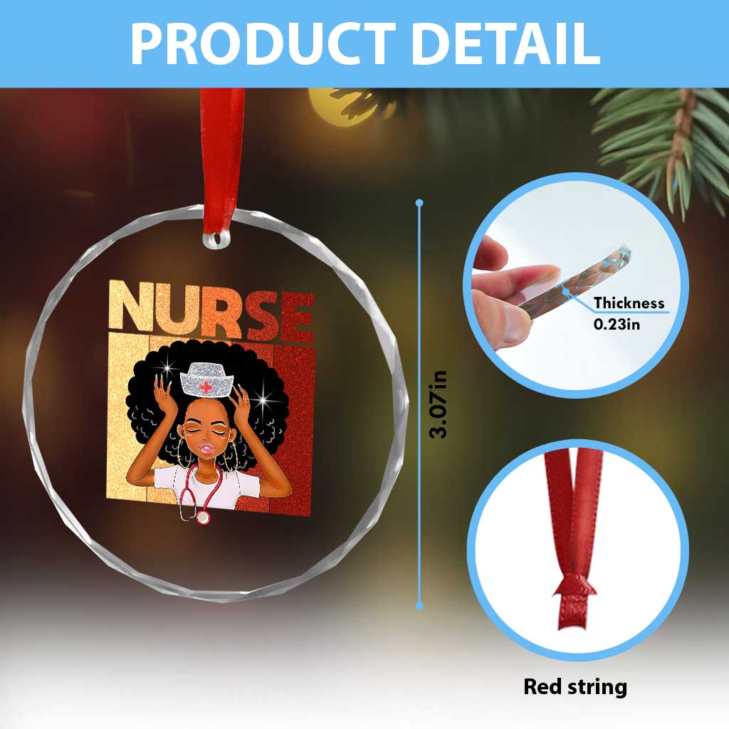 Strong Black Nurse Crystal Glass Ornament Black History Medical Professional Gift - Wonder Print Shop