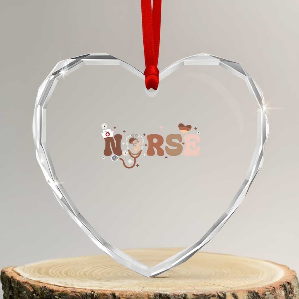 Strong Black Nurse Heart Crystal Glass Ornament African American Healthcare Hero Gift - Wonder Print Shop