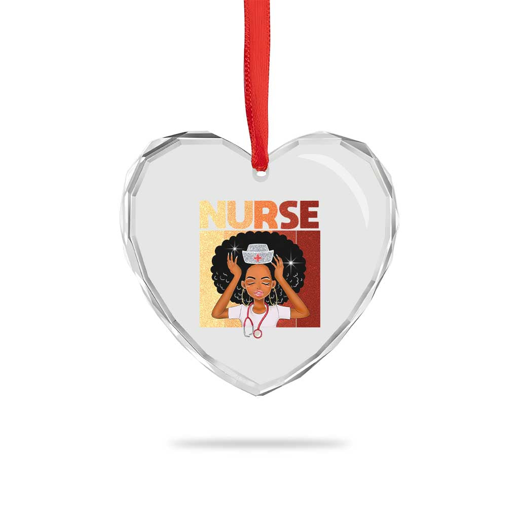 Strong Black Nurse Heart Crystal Glass Ornament Black History Medical Professional Gift - Wonder Print Shop