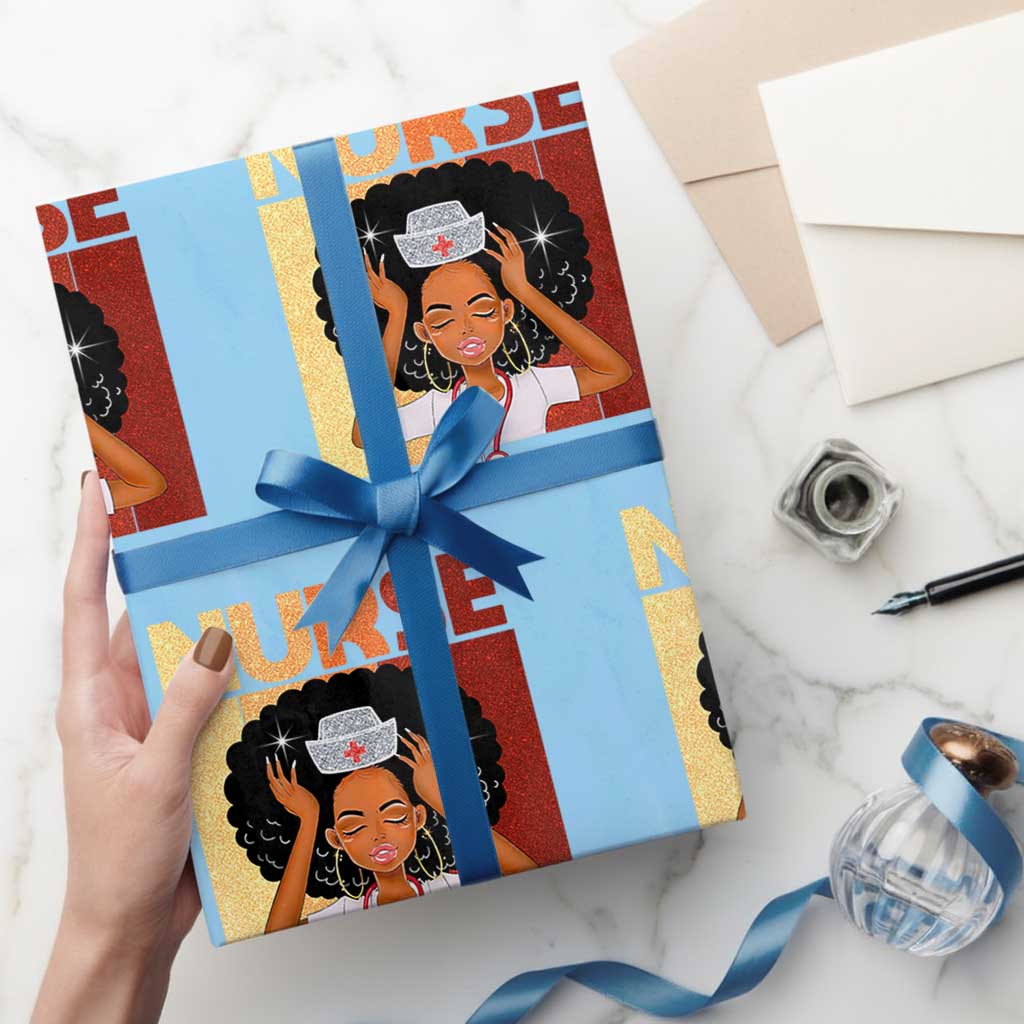 Strong Black Nurse Wrapping Paper Roll Black History Medical Professional Gift - Wonder Print Shop