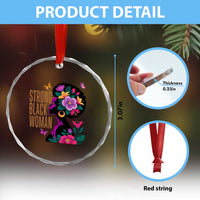 Strong Black Woman Floral Afro Crystal Glass Ornament Empowering Black Queen Pride Celebrating Melanin and Strength