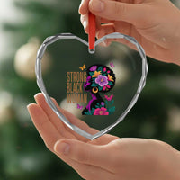 Strong Black Woman Floral Afro Heart Crystal Glass Ornament Empowering Black Queen Pride Celebrating Melanin and Strength