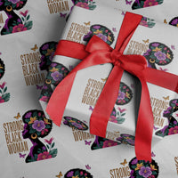 Strong Black Woman Floral Afro Wrapping Paper Roll Empowering Black Queen Pride Celebrating Melanin and Strength