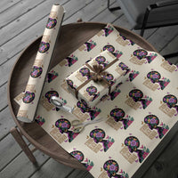 Strong Black Woman Floral Afro Wrapping Paper Roll Empowering Black Queen Pride Celebrating Melanin and Strength