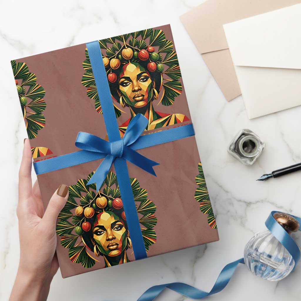 Strong Like Ackee Empowered Woman Wrapping Paper Roll Jamaican National Fruit Heritage Pride
