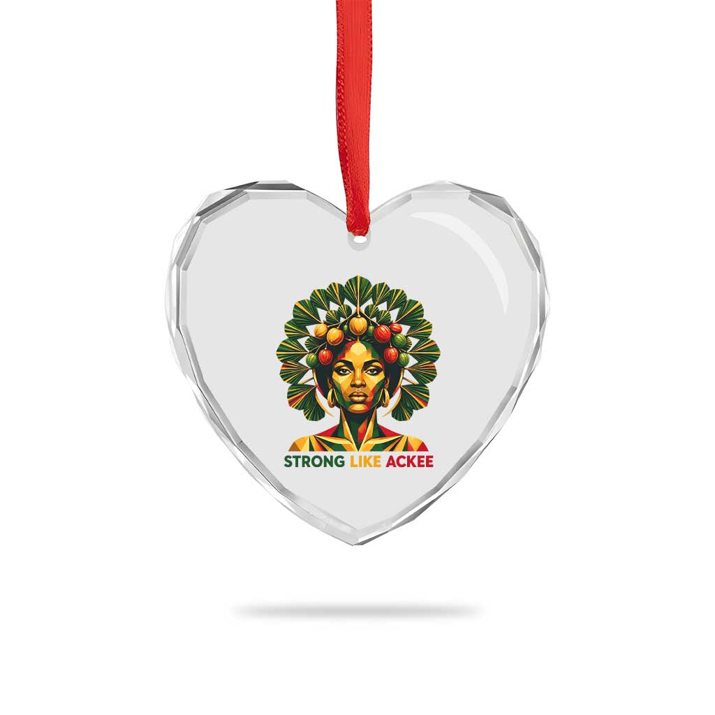 Strong Like Ackee Empowered Woman Heart Crystal Glass Ornament Jamaican National Fruit Heritage Pride
