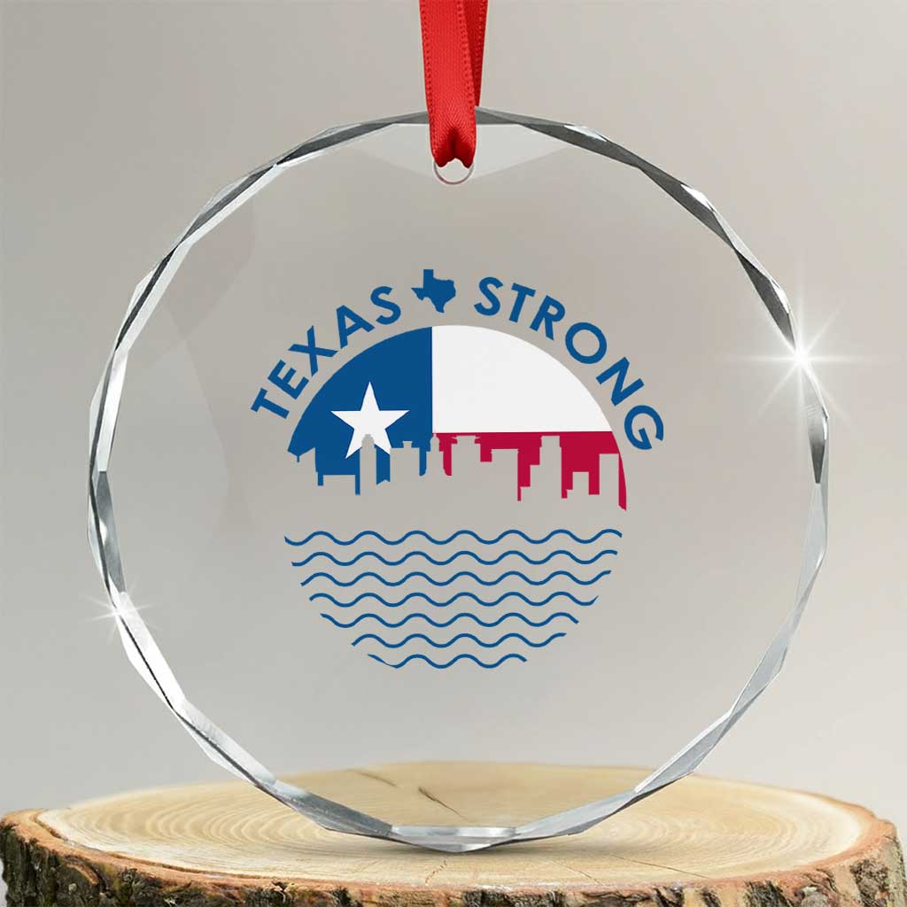 Strong Texas Crystal Glass Ornament Retro Flag Resilient Texans Pride - Wonder Print Shop