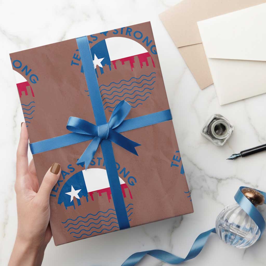 Strong Texas Wrapping Paper Roll Retro Flag Resilient Texans Pride - Wonder Print Shop