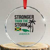 Stronger Than The Storm Jamaica Crystal Glass Ornament Resilience and Hope Hurricane Awareness
