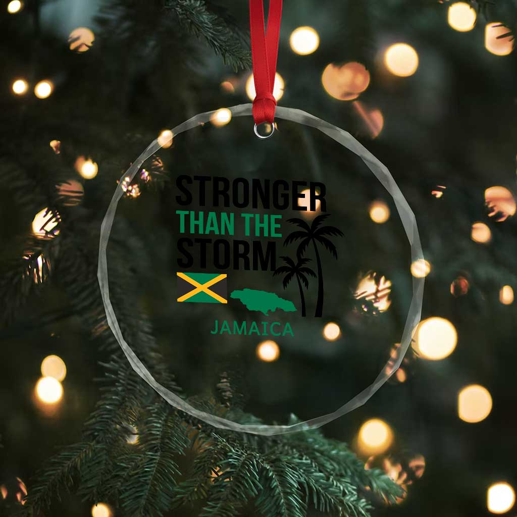 Stronger Than The Storm Jamaica Crystal Glass Ornament Resilience and Hope Hurricane Awareness