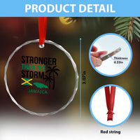 Stronger Than The Storm Jamaica Crystal Glass Ornament Resilience and Hope Hurricane Awareness