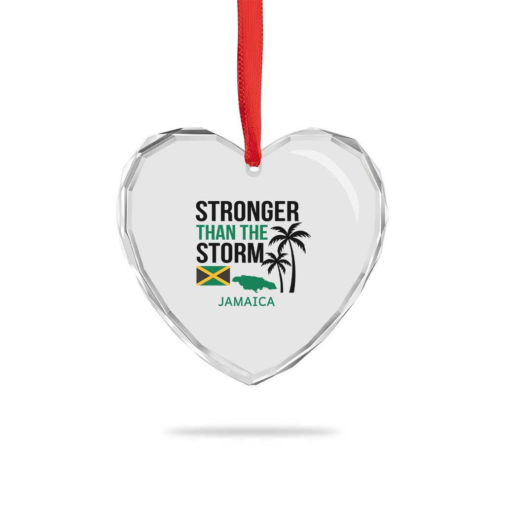 Stronger Than The Storm Jamaica Heart Crystal Glass Ornament Resilience and Hope Hurricane Awareness
