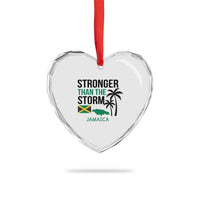 Stronger Than The Storm Jamaica Heart Crystal Glass Ornament Resilience and Hope Hurricane Awareness