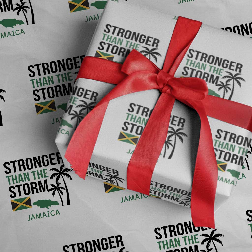 Stronger Than The Storm Jamaica Wrapping Paper Roll Resilience and Hope Hurricane Awareness