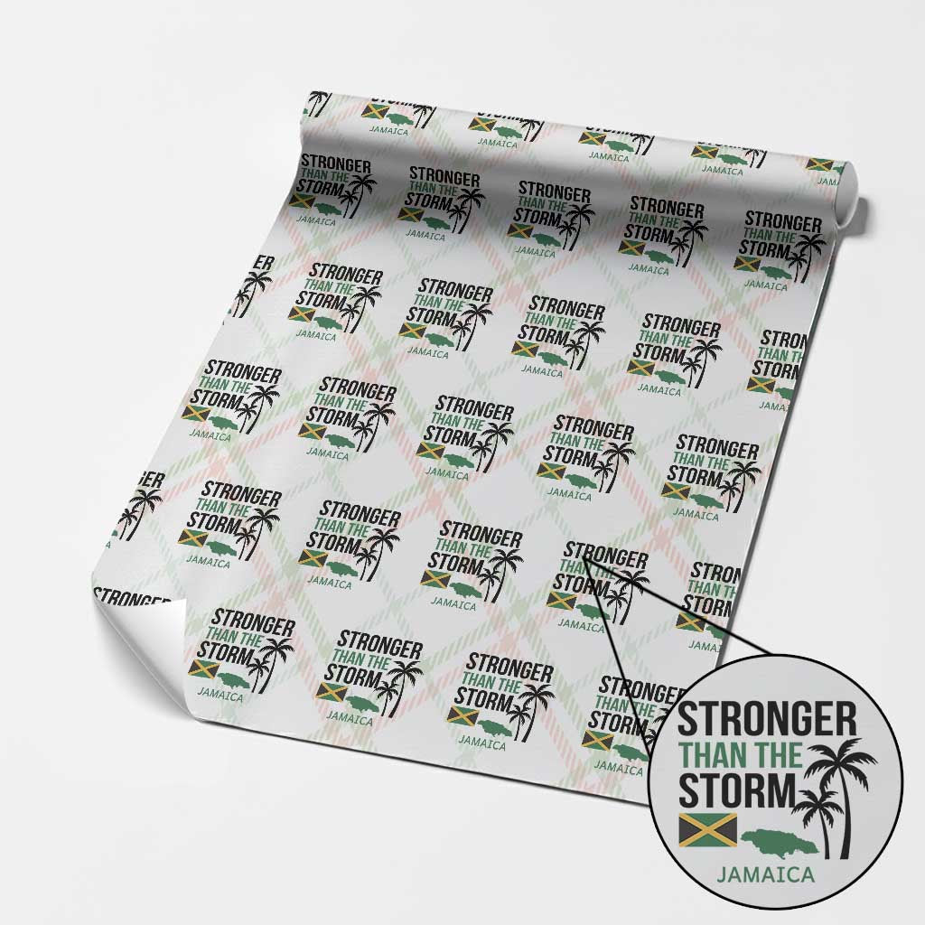 Stronger Than The Storm Jamaica Wrapping Paper Roll Resilience and Hope Hurricane Awareness
