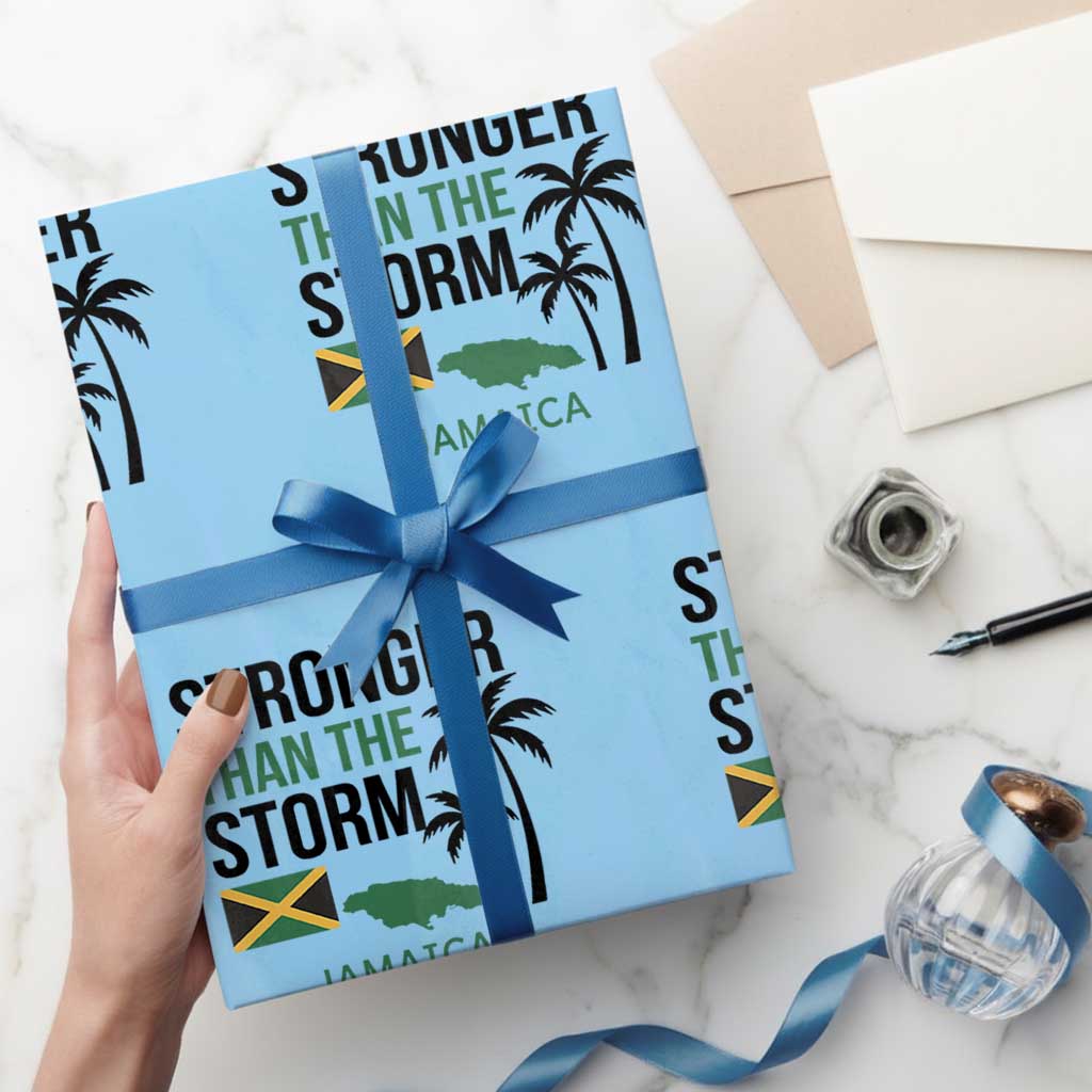 Stronger Than The Storm Jamaica Wrapping Paper Roll Resilience and Hope Hurricane Awareness