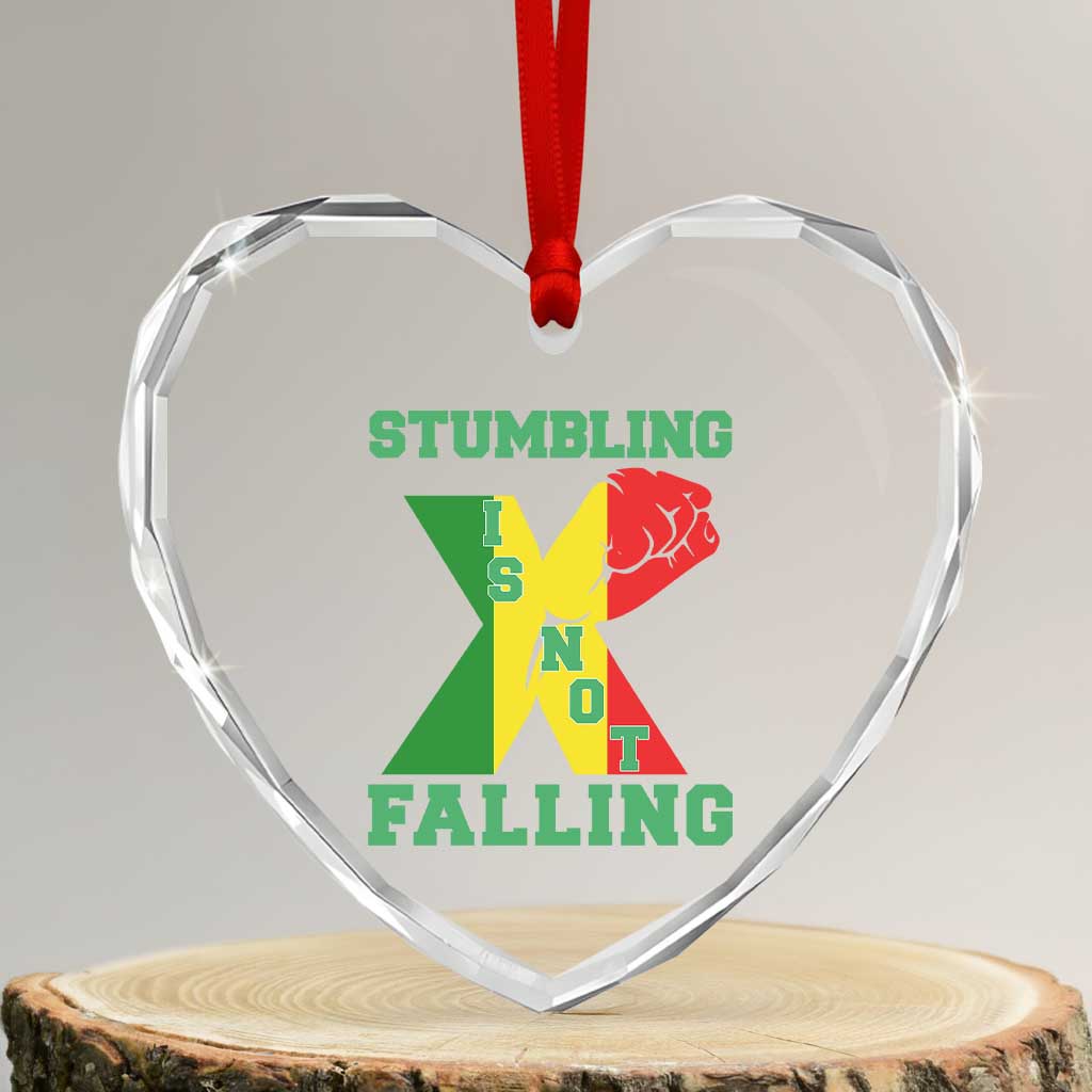 Stumbling Is Not Falling Heart Crystal Glass Ornament African American Black History Month TS12