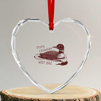 Stupid Canadian Wolf Bird Common Loon Heart Crystal Glass Ornament Funny Absurd Bird Meme Humor - Wonder Print Shop