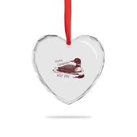 Stupid Canadian Wolf Bird Common Loon Heart Crystal Glass Ornament Funny Absurd Bird Meme Humor - Wonder Print Shop