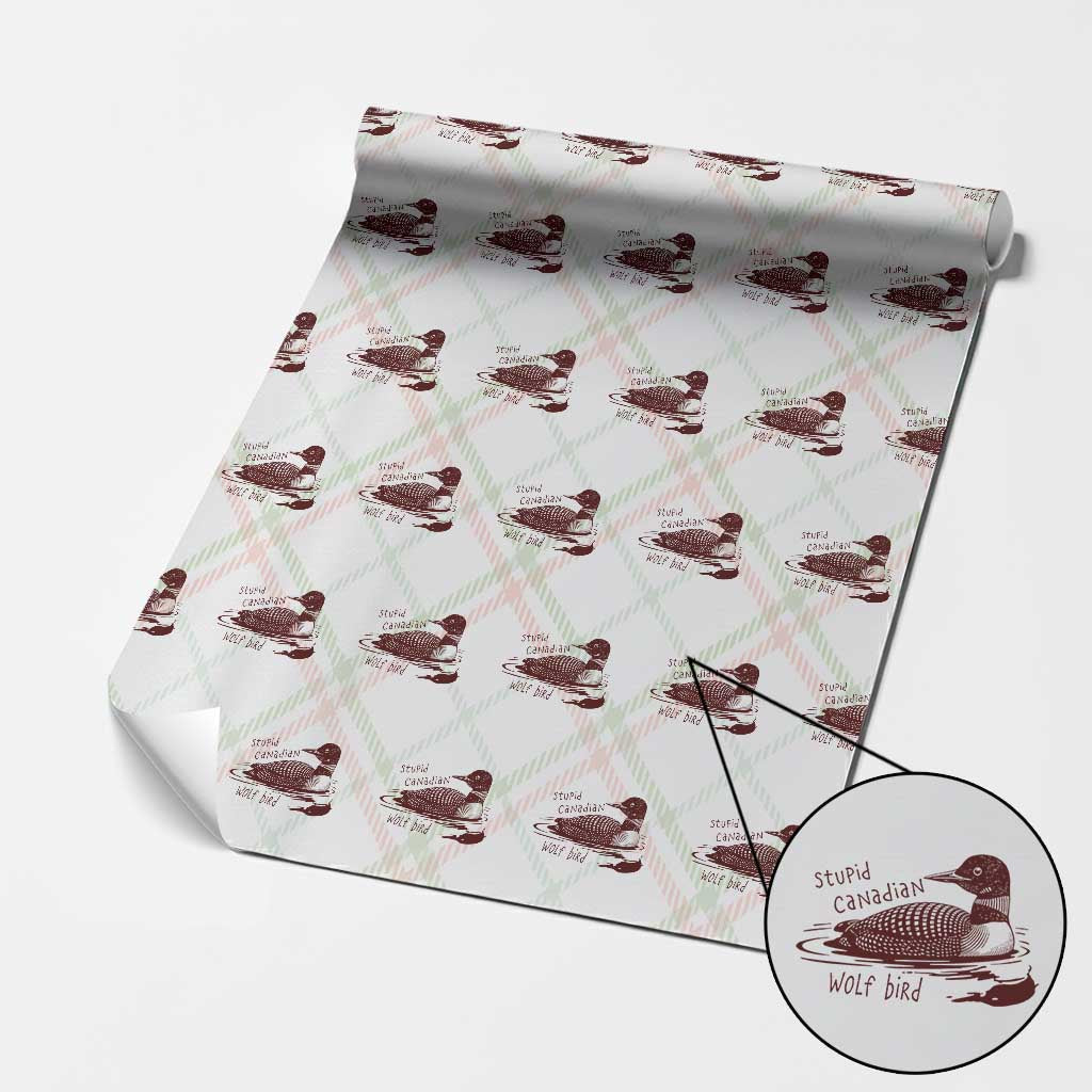 Stupid Canadian Wolf Bird Common Loon Wrapping Paper Roll Funny Absurd Bird Meme Humor - Wonder Print Shop