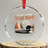 Stupid Canadian Wolf Bird Crystal Glass Ornament Retro LGBT Hockey Fan Romance - Wonder Print Shop
