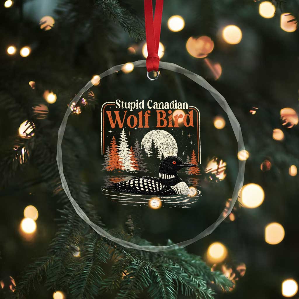 Stupid Canadian Wolf Bird Crystal Glass Ornament Retro LGBT Hockey Fan Romance - Wonder Print Shop