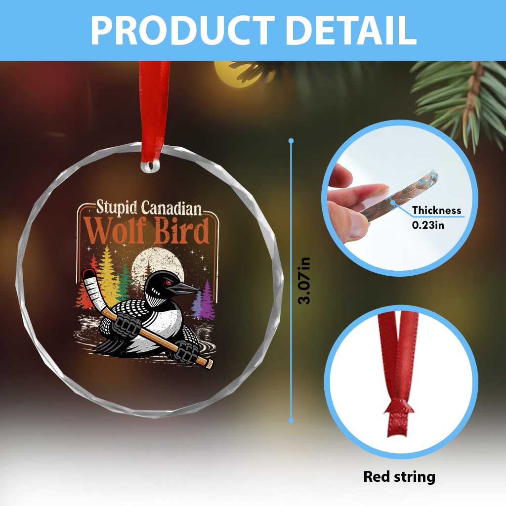 Stupid Canadian Wolf Bird Crystal Glass Ornament Retro Romance Hockey LGBT Book Movie Fans