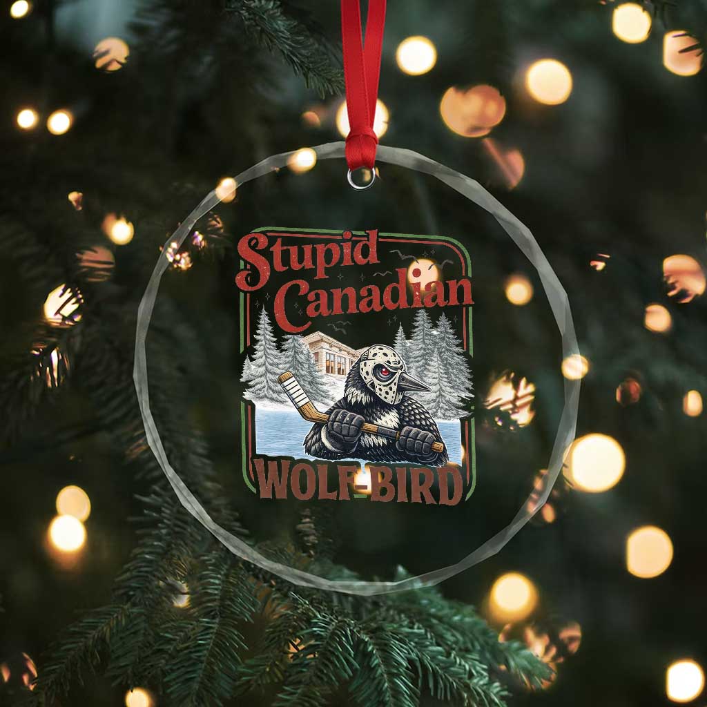 Stupid Canadian Wolf Bird Crystal Glass Ornament Vintage Heated Hookey Loon Meme
