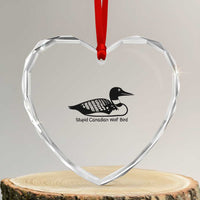 Stupid Canadian Wolf Bird Heart Crystal Glass Ornament Funny Common Loon Meme Dry Humor - Wonder Print Shop