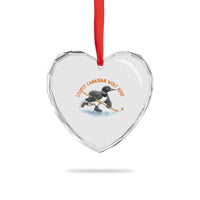 Stupid Canadian Wolf Bird Heart Crystal Glass Ornament Funny Romance Hockey Fan LGBTQ+