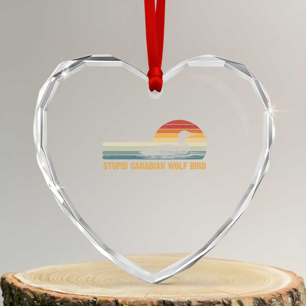 Stupid Canadian Wolf Bird Heart Crystal Glass Ornament Retro LGBT Hockey Fan - Wonder Print Shop