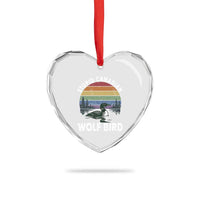 Stupid Canadian Wolf Bird Heart Crystal Glass Ornament Sarcastic Animal Meme