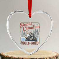 Stupid Canadian Wolf Bird Heart Crystal Glass Ornament Vintage Heated Hookey Loon Meme
