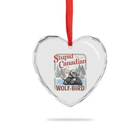 Stupid Canadian Wolf Bird Heart Crystal Glass Ornament Vintage Heated Hookey Loon Meme