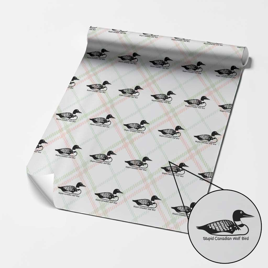 Stupid Canadian Wolf Bird Wrapping Paper Roll Funny Common Loon Meme Dry Humor - Wonder Print Shop