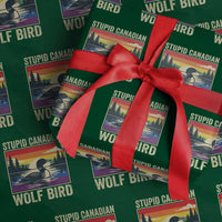 Stupid Canadian Wolf Bird Wrapping Paper Roll Funny Common Loon Meme LGBT Hockey - Wonder Print Shop