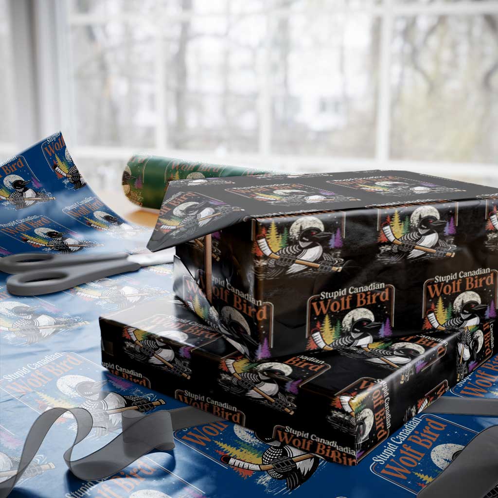 Stupid Canadian Wolf Bird Wrapping Paper Roll Retro Romance Hockey LGBT Book Movie Fans