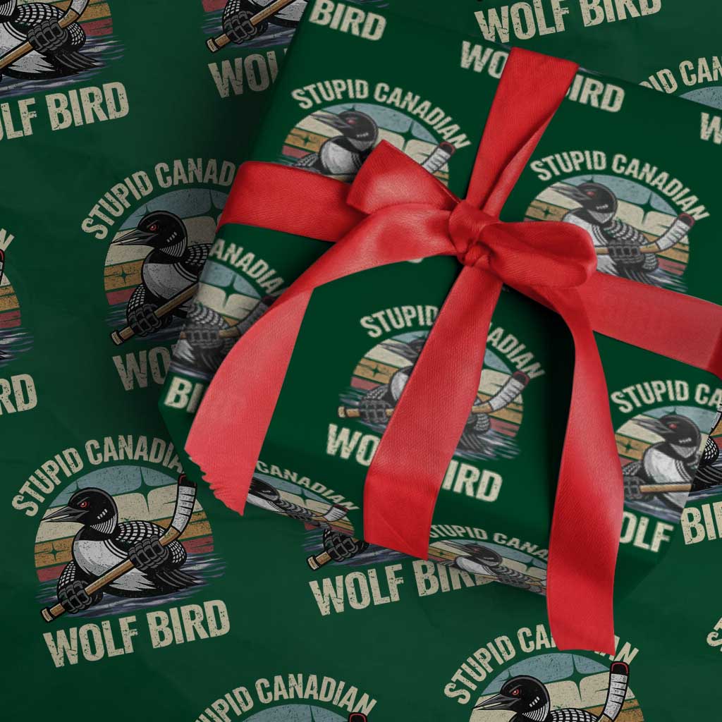 Stupid Canadian Wolf Bird Wrapping Paper Roll Retro Romance Hockey LGBT Book Movie Fans Gift