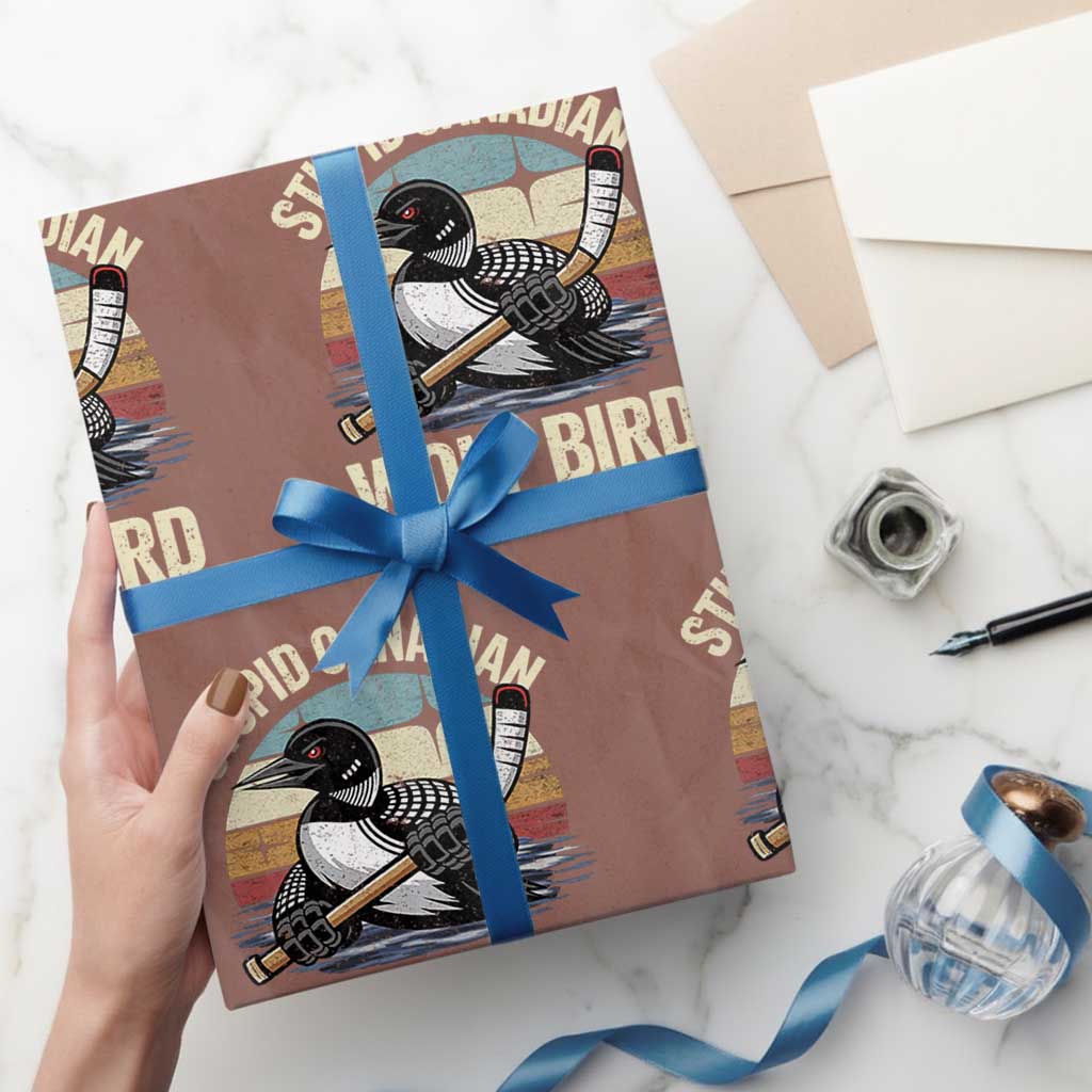 Stupid Canadian Wolf Bird Wrapping Paper Roll Retro Romance Hockey LGBT Book Movie Fans Gift