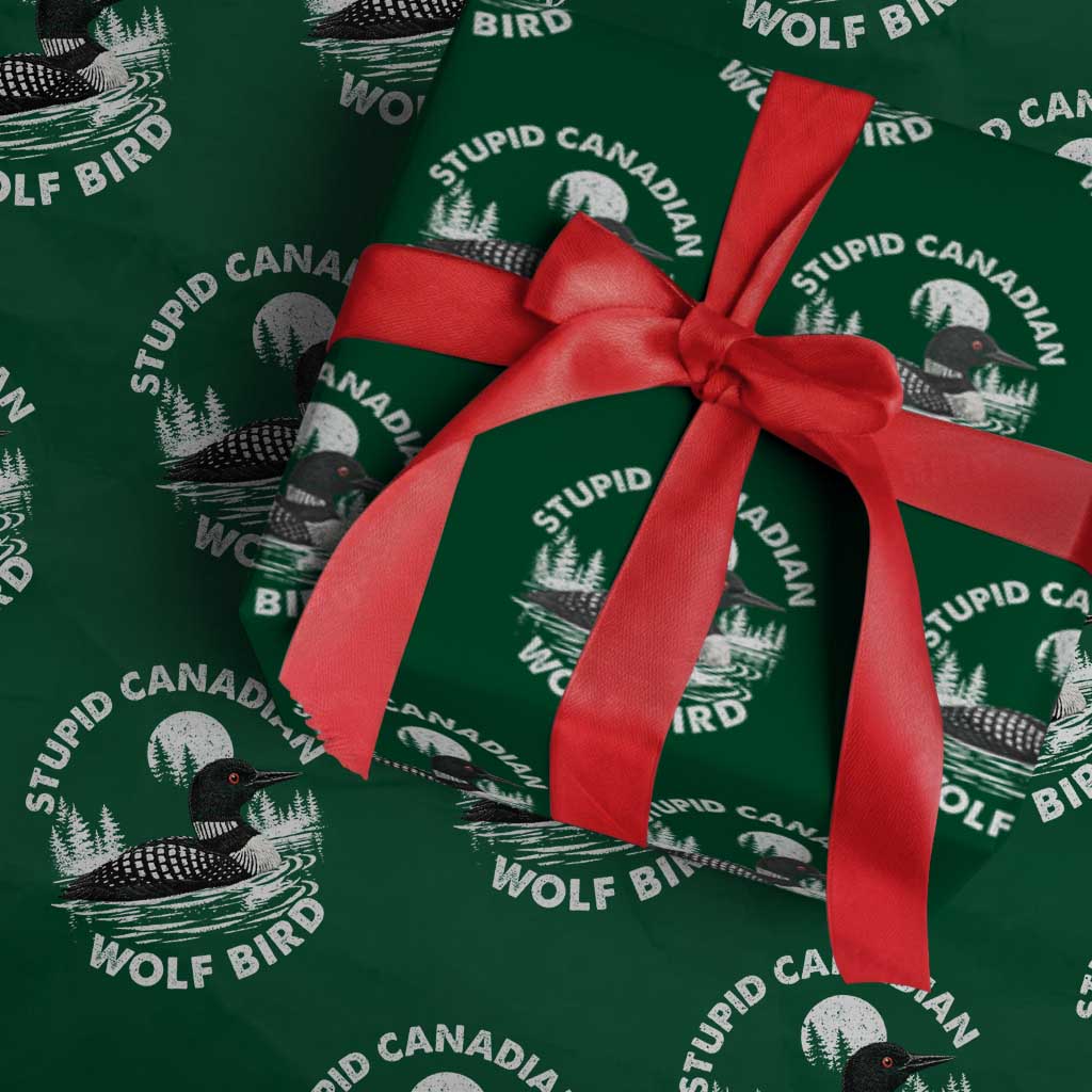 Stupid Canadian Wolf Bird Wrapping Paper Roll Sarcastic LGBT Hockey Fan - Wonder Print Shop