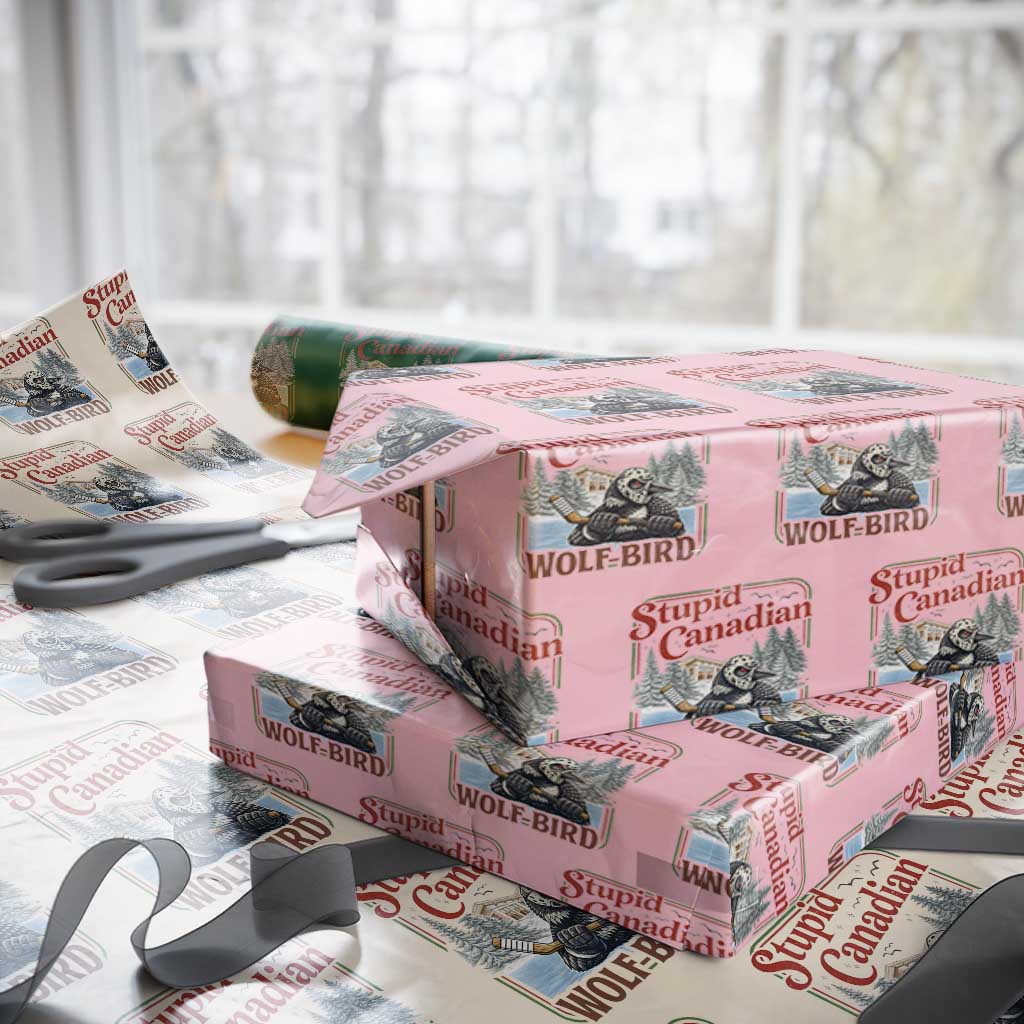 Stupid Canadian Wolf Bird Wrapping Paper Roll Vintage Heated Hookey Loon Meme