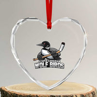 Stupid Canadian Wolf Birds Heart Crystal Glass Ornament Funny Common Loon Viral Hockey Romance - Wonder Print Shop